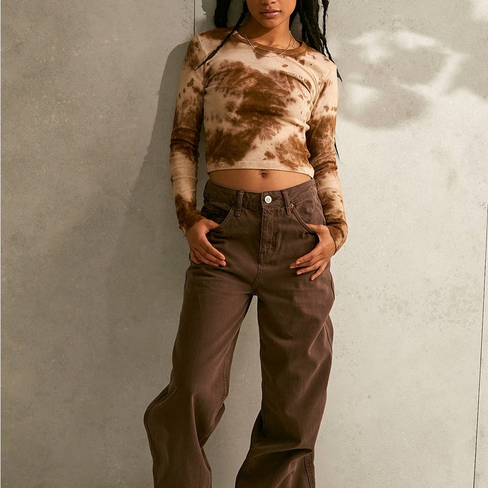 BDG JEANS Brown Tie-Dye Cropped Long Sleeve Tee, Size M, EUC